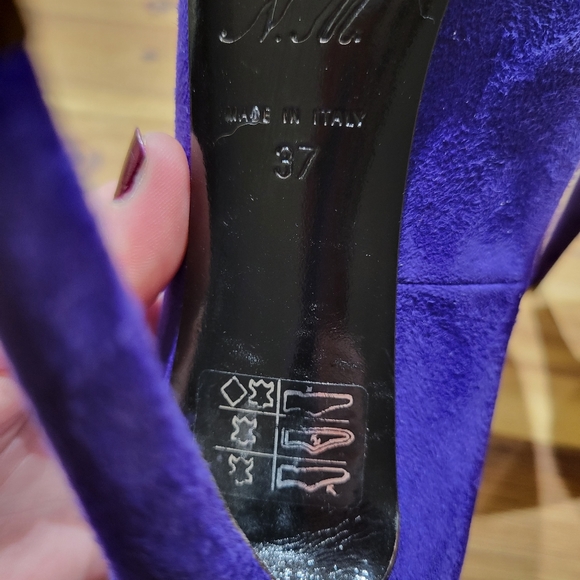 Quality Nando Muzi Beautiful Indigo Blue Suede High Heels Made In Italy - Picture 8 of 8